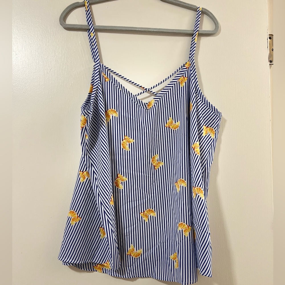 EUC Torrid Women's Size 1x Tank Top Striped Orange Slice Adjustable Straps